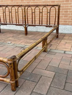 Pamono Bamboo Double Bed from Dal Vera, Italy, 1970s><noscript><img width=