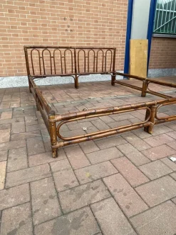 Pamono Bamboo Double Bed from Dal Vera, Italy, 1970s><noscript><img width=