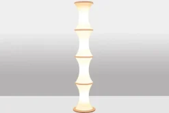 Outlet Pamono Bamboo Floor Lamp in White Opal Glass by Enrico Tronconi, 1970s
