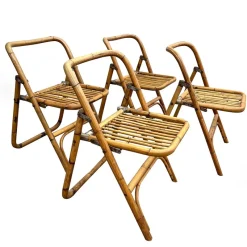 Pamono Bamboo Folding Chair from Dal Vera, Italy, 1950s> Garden Seating