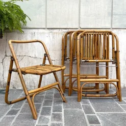 Pamono Bamboo Folding Chair from Dal Vera, Italy, 1950s> Garden Seating