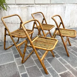 Pamono Bamboo Folding Chair from Dal Vera, Italy, 1950s><noscript><img width=