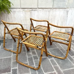 Pamono Bamboo Folding Chair from Dal Vera, Italy, 1950s><noscript><img width=