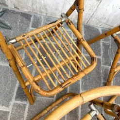 Pamono Bamboo Folding Chair from Dal Vera, Italy, 1950s><noscript><img width=