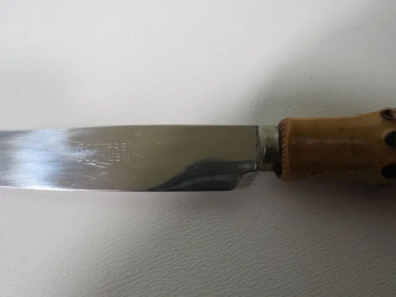 Discount Pamono Bamboo Fruit Cutlery in Holder, Solingen, Germany, 1950s