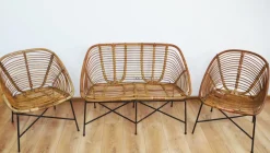 Pamono Bamboo Furniture Set, 1970s, Set of 4> Garden Seating
