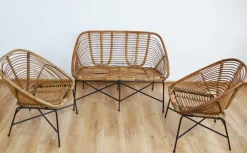 Pamono Bamboo Furniture Set, 1970s, Set of 4> Garden Seating