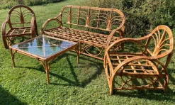Pamono Bamboo Living Room in the style of Vivaï Del Sud, 1960s, Set of 4><noscript><img width=
