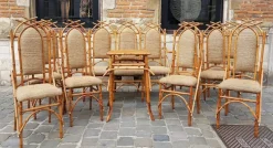 Pamono Bamboo Living Room Set by Giusto Puri Purini, 1950s, Set of 10