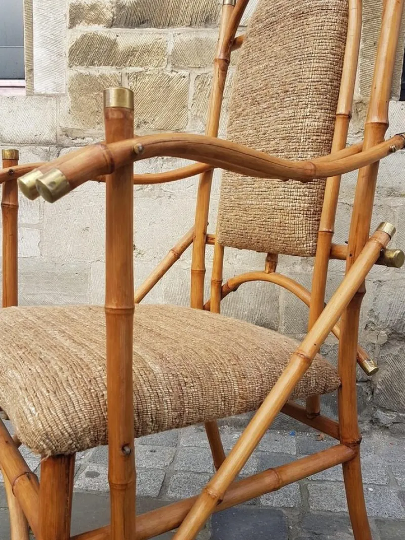 Pamono Bamboo Living Room Set by Giusto Puri Purini, 1950s, Set of 10