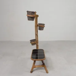 Online Pamono Bamboo Plant Stand with 3 Pots, 1950s, Set of 4