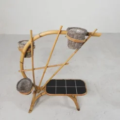 Online Pamono Bamboo Plant Stand with 3 Pots, 1950s, Set of 4
