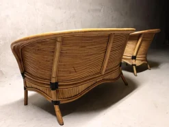 Pamono Bamboo Rattan Lounge Chairs from Rausch, Set of 3> Garden Seating