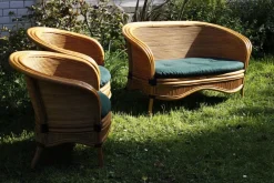 Pamono Bamboo Rattan Lounge Chairs from Rausch, Set of 3><noscript><img width=