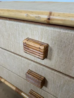 Pamono Bamboo, Rattan, Wood and Raffia Chest of Drawers by Audoux & Minet><noscript><img width=