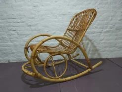 Hot Pamono Bamboo Rocking Chair by Rohé Noordwolde, 1960s