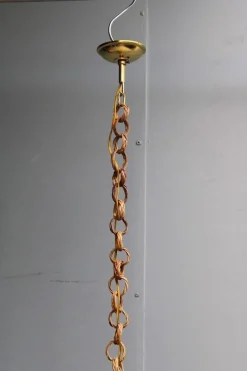 Pamono Bamboo, Straw and Brass Pendants, Italy, 1970s, Set of 2><noscript><img width=