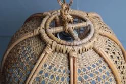 Pamono Bamboo, Straw and Brass Pendants, Italy, 1970s, Set of 2><noscript><img width=