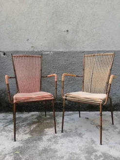 Pamono Bamboo Style Metal Chairs from Doncoc, Italy, 1950s, Set of 2