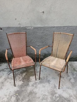Pamono Bamboo Style Metal Chairs from Doncoc, Italy, 1950s, Set of 2