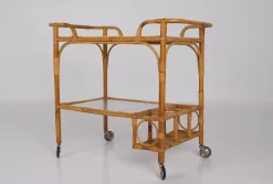 New Pamono Bamboo Trolley Serving Tray, 1960s