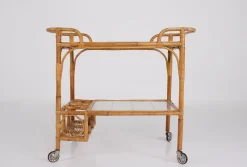 New Pamono Bamboo Trolley Serving Tray, 1960s
