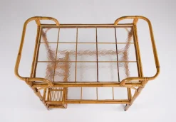 New Pamono Bamboo Trolley Serving Tray, 1960s
