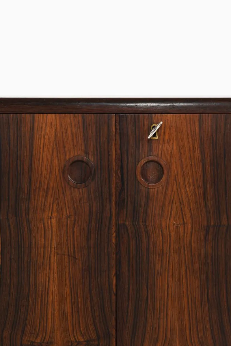 Pamono Bar Cabinet in Rosewood, Formica and Steel on Wheels attributed to Illum Wikkelsø, 1960s