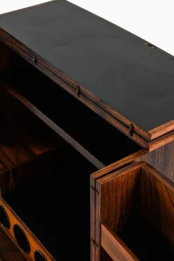 Pamono Bar Cabinet in Rosewood, Formica and Steel on Wheels attributed to Illum Wikkelsø, 1960s