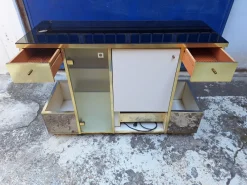 Pamono Bar Cabinet in Wood, Brass and Mirrored Glass from Stilglass Donati, Italy, 1970s><noscript><img width=