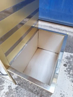 Pamono Bar Cabinet in Wood, Brass and Mirrored Glass from Stilglass Donati, Italy, 1970s><noscript><img width=