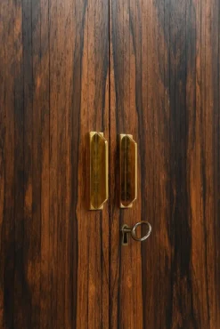 Pamono Bar Cabinet with Tambour Doors in Rosewood and Glass attributed to Kurt Østervig, 1960s><noscript><img width=
