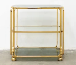 Pamono Bar Cart in Gilded Brass from Allegri, Italy, 1960s> Serving Bar Carts & Trolleys