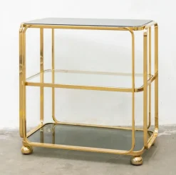 Pamono Bar Cart in Gilded Brass from Allegri, Italy, 1960s><noscript><img width=