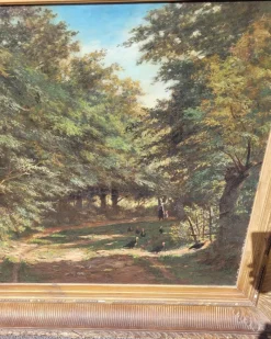 Hot Pamono Barbizon School Artist, Undergrowth Landscape, 19th Century, Oil on Canvas, Framed