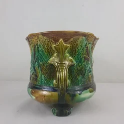 Online Pamono Barbotine Cache Pot from Faïencerie de Nimy, 19th Century