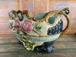 Pamono Barbotine Jardinieres from Onnaing, France, 1890, Set of 3><noscript><img width=