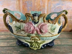 Pamono Barbotine Jardinieres from Onnaing, France, 1890, Set of 3><noscript><img width=