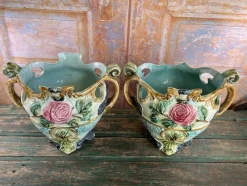 Pamono Barbotine Jardinieres from Onnaing, France, 1890, Set of 3><noscript><img width=