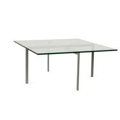Pamono Barcelona Glass Coffee Table in Chrome by Ludwig Mies Van Der Rohe for Knoll International> Coffee & Side Tables