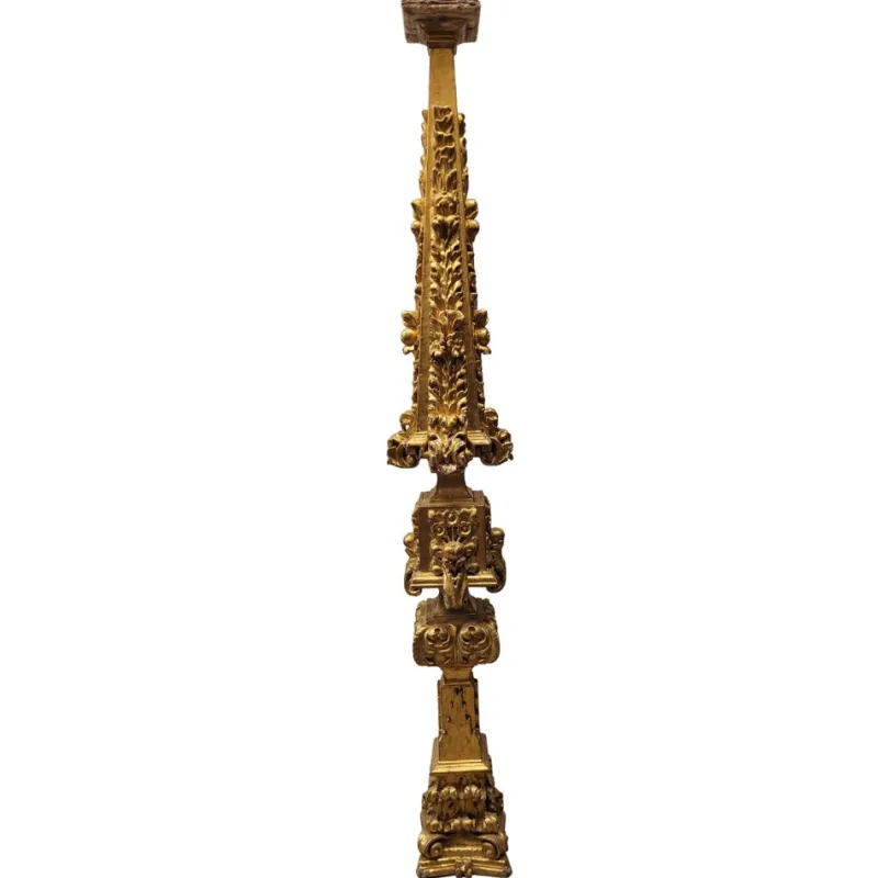 Pamono Baroque Altar Stipe or Pedestal in Carved and Gilded Wood, 17th-18th Century> Pedestals And Columns