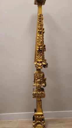 Pamono Baroque Altar Stipe or Pedestal in Carved and Gilded Wood, 17th-18th Century><noscript><img width=