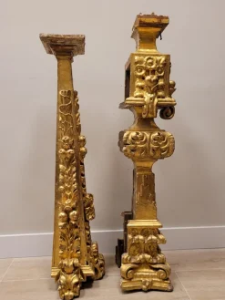Pamono Baroque Altar Stipe or Pedestal in Carved and Gilded Wood, 17th-18th Century><noscript><img width=