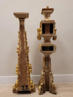Pamono Baroque Altar Stipe or Pedestal in Carved and Gilded Wood, 17th-18th Century><noscript><img width=