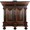 Pamono Baroque Cabinet Amsterdam Schapp, 5 Ebonized Columns, Pillow Fillings, Carved Chapters - Doors - Cornice, Secret Compartment, on High Feet, 1880> Cabinets & Wardrobes