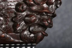 Pamono Baroque Cabinet Amsterdam Schapp, 5 Ebonized Columns, Pillow Fillings, Carved Chapters - Doors - Cornice, Secret Compartment, on High Feet, 1880><noscript><img width=