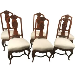Pamono Baroque Chairs, Germany, 1750s, Set of 6> Side Chairs & Dining Chairs