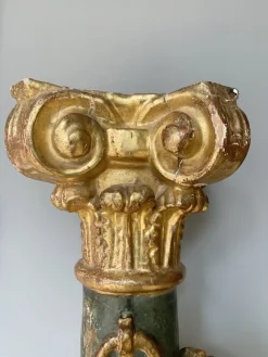 Pamono Baroque Colored Columns in Wood, South Germany, 1750, Set of 2><noscript><img width=