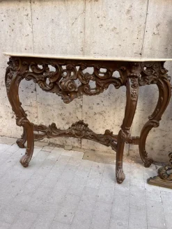 Online Pamono Baroque Console and Mirror in Wood, 1900s, Set of 2