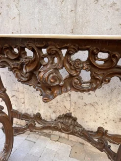 Online Pamono Baroque Console and Mirror in Wood, 1900s, Set of 2